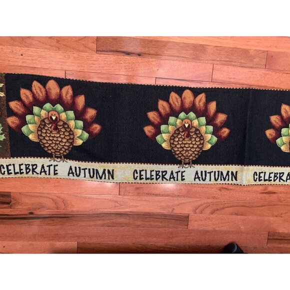 Thanksgiving Turkey Table Runner 70"x13" Celebrate Autumn Tapestry Fall Decor - Picture 5 of 8